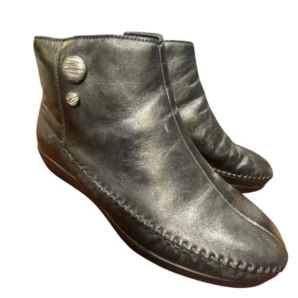 SAS Women’s Black Leather Ankle Boots Size 10 W3 Comfort Zip Booties Made in USA - Picture 4 of 8